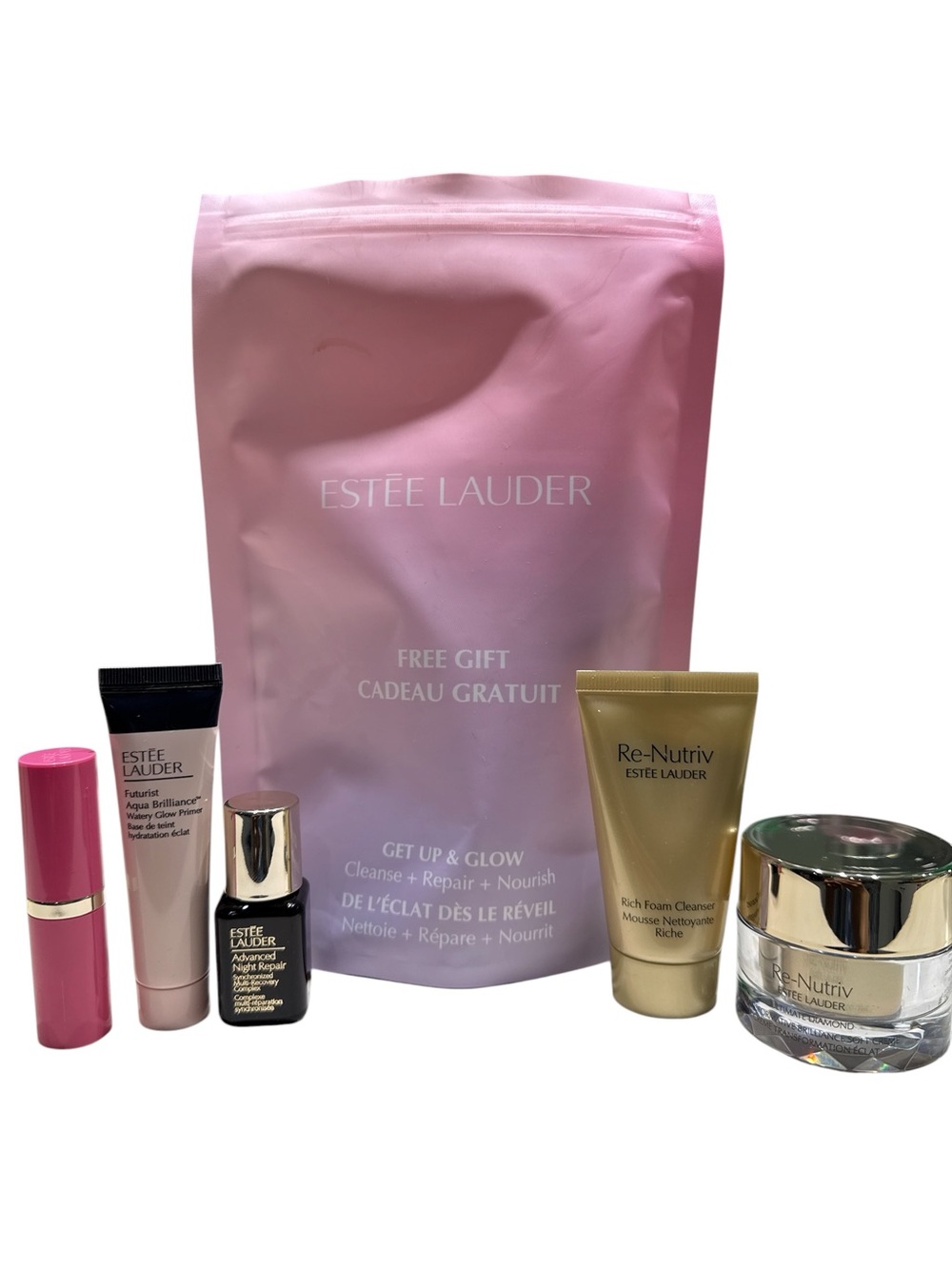 Estee Lauder Pink Pouch Skincare & Lip Set